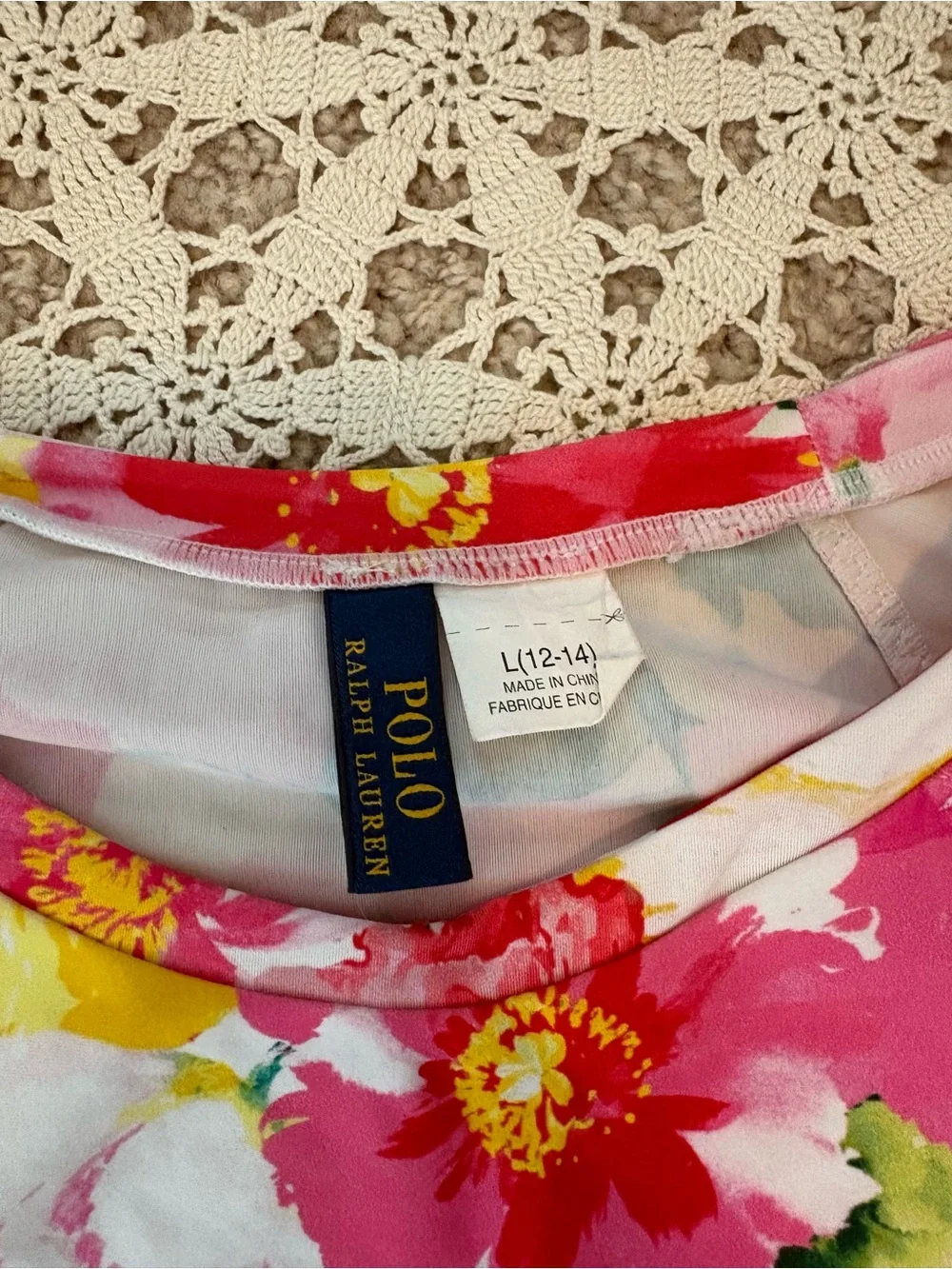 Polo Ralph Lauren Girl’s Floral Long Sleeve Rash Guard Size Large (12-14)